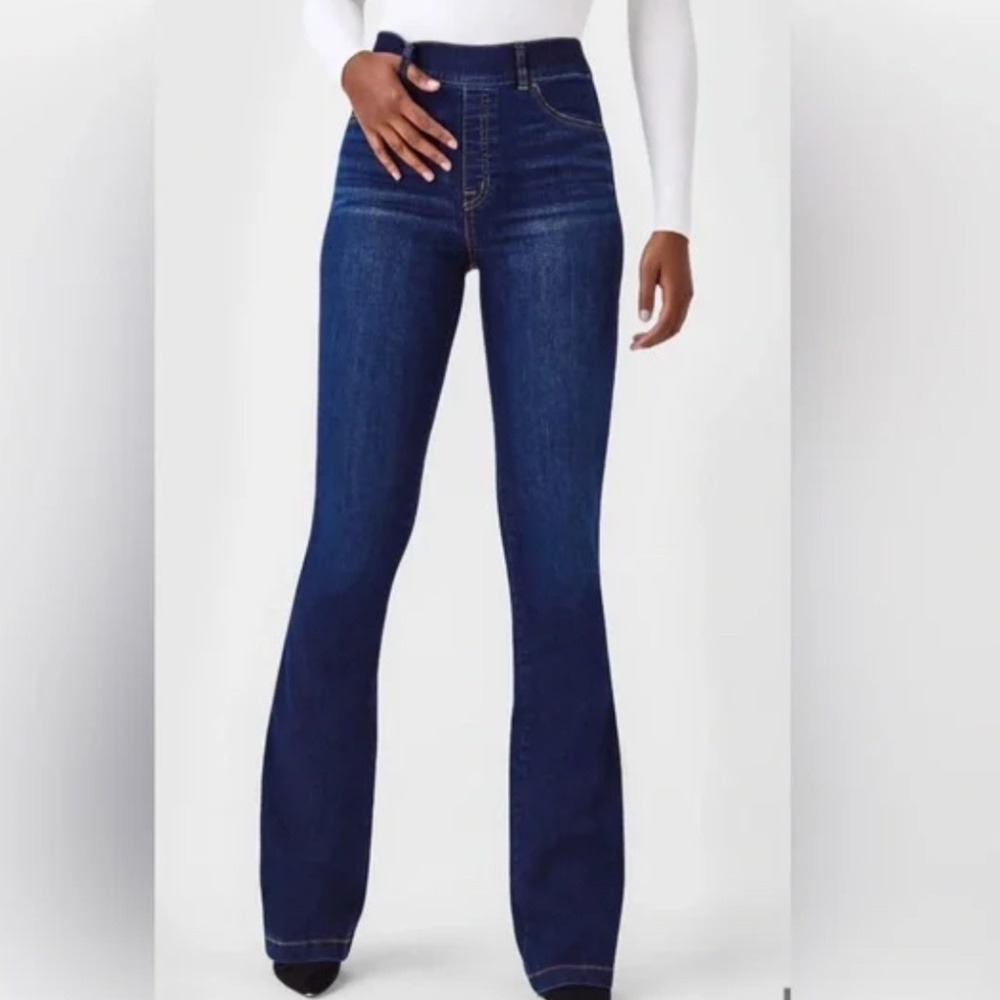 SPANX Blue Flare Wide Leg Jeans